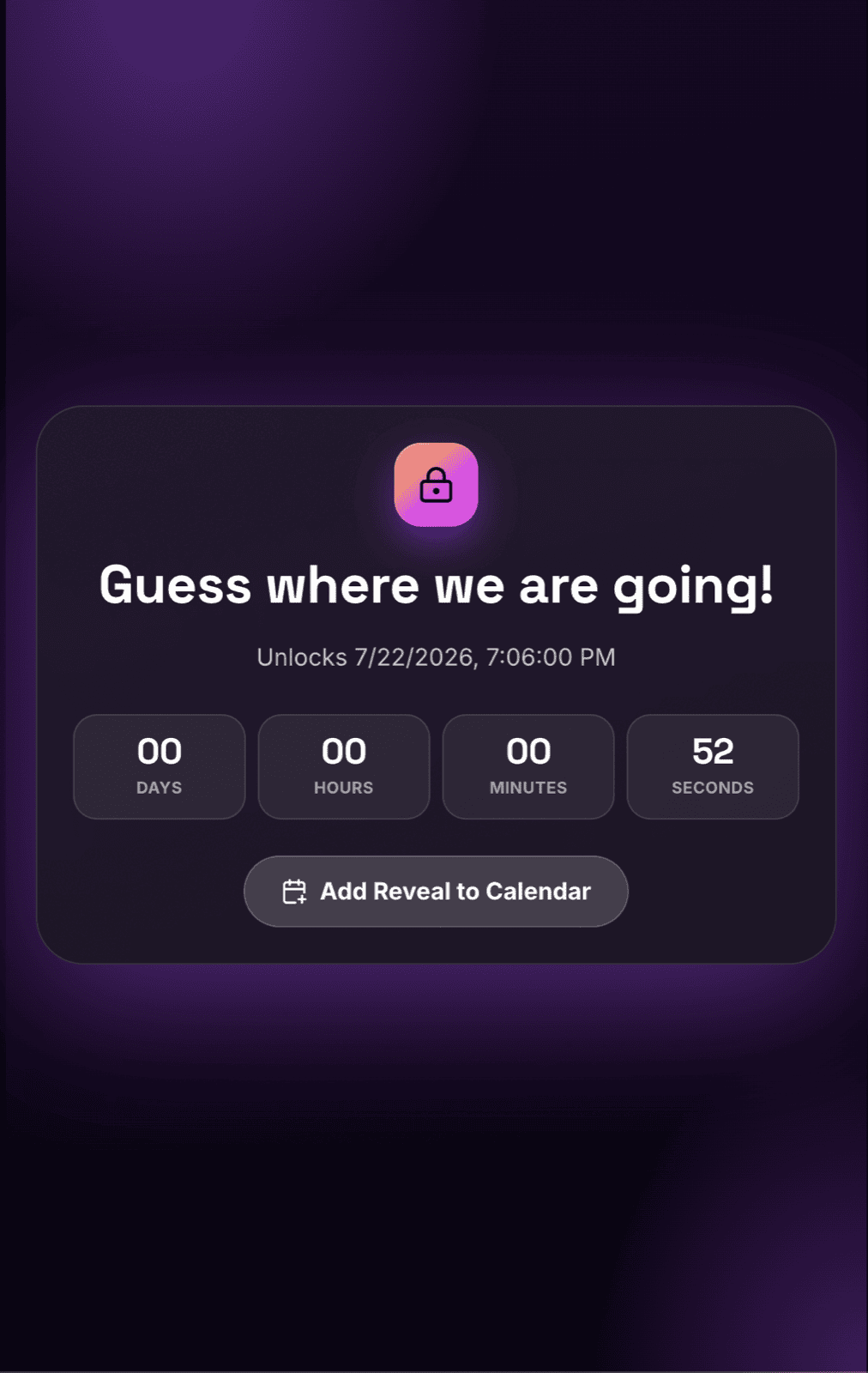 Locked teaser + countdown